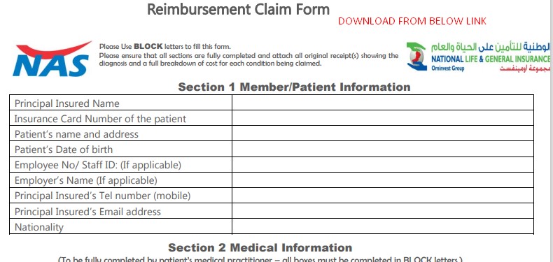 NAS Reimbursement Claim Form 2