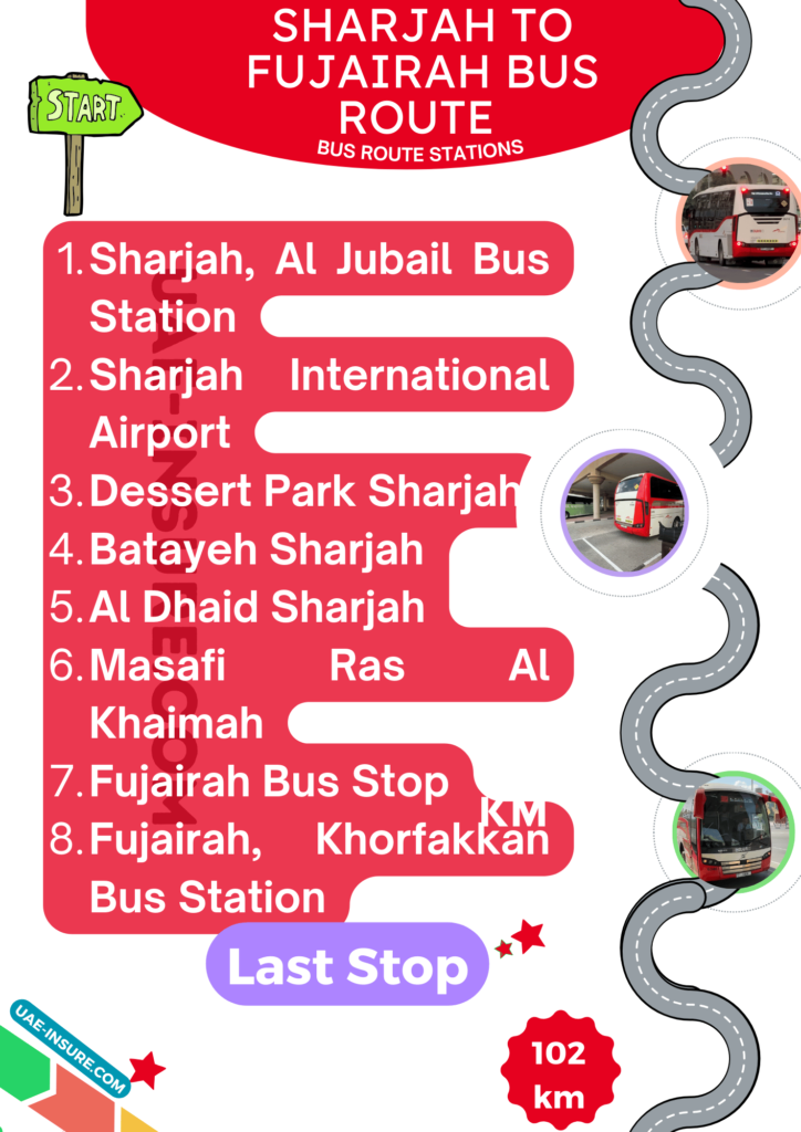 Sharjah to Fujairah Bus Timing, Station and Bus Fare Timetable