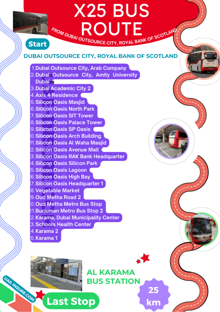 X25 Bus Route from Dubai Outsource City, Royal Bank of Scotland
